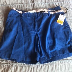 Cobalt blue shorts with belt